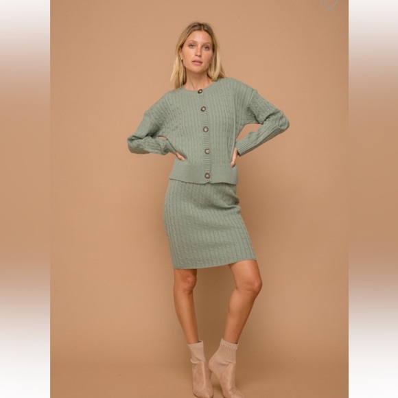 Hem & Thread Dresses & Skirts - 🆕Sweater Skirt Set Button Down Crop Cardigan & Jacquard Skirt Detail S, M & L